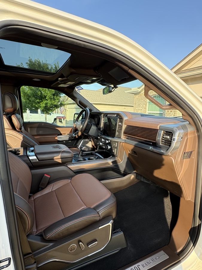Ford F-150 King Ranch brown leather interior after an interior detail